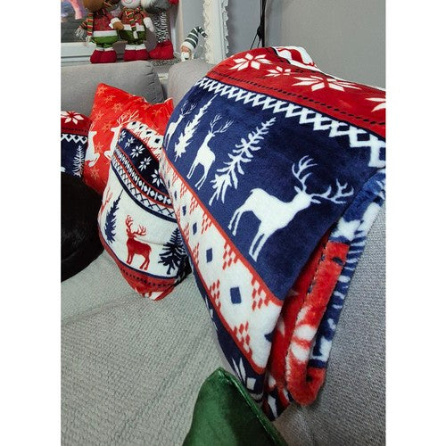 Manta gruesa navideña para sofá o cama, 160 cm x 200 cm + 2 fundas para cojín