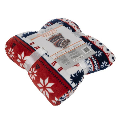 Manta gruesa navideña para sofá o cama, 160 cm x 200 cm + 2 fundas para cojín