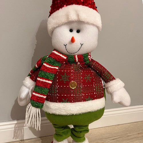 Muñeco de nieve navideño, telecópico 95cm