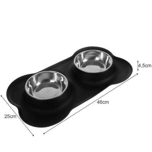 Cuenco doble de metal para perros, gatos. + silicona