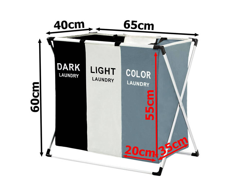 Cesta para la ropa de 3 compartimientos, 135L Mocka Store