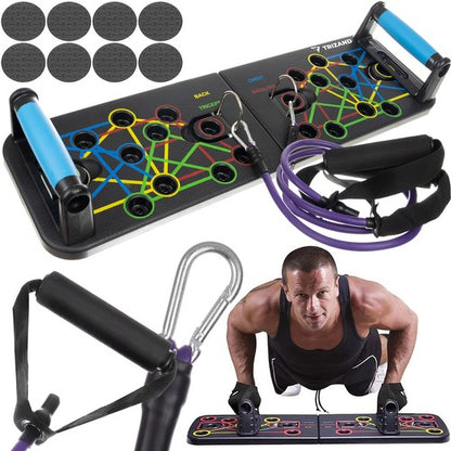 Tabla de ejercicios con asas  para flexiones y cable de fitness