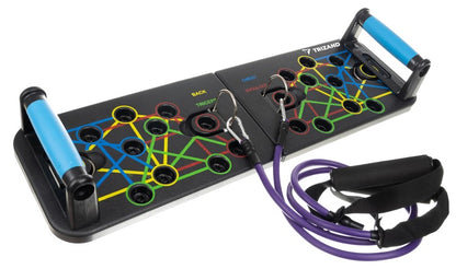 Tabla de ejercicios con asas  para flexiones y cable de fitness