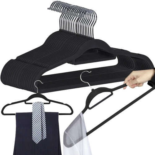 Perchas de terciopelo negro Mocka Store