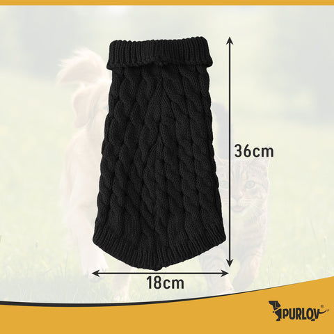 Ropa para perros y gatos, suéter de invierno cálido, suéter, ropa de invierno, cuello alto, tejido negro, protección contra el frío