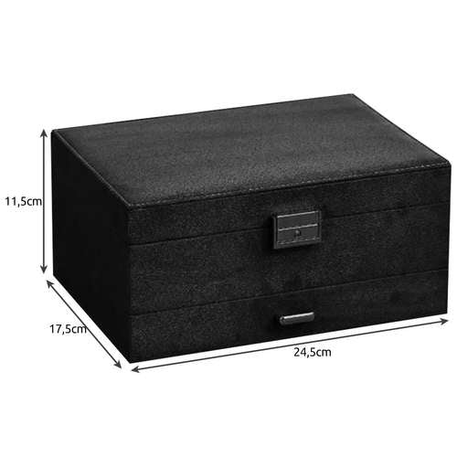 Joyero de capacidad, elegante negro, organizador de joyas