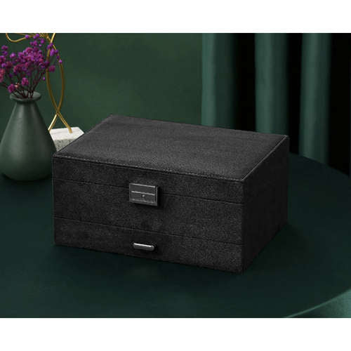 Joyero de capacidad, elegante negro, organizador de joyas