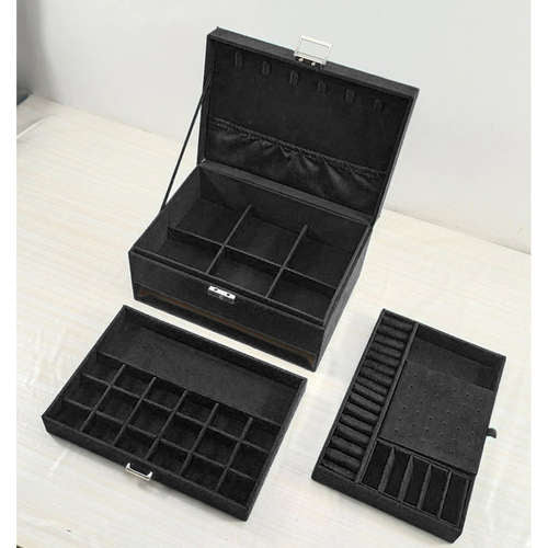 Joyero de capacidad, elegante negro, organizador de joyas
