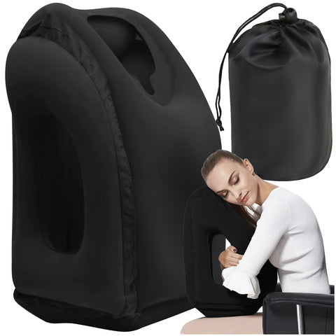 Almohada de viaje inflable: una almohada inflable grande y cómoda para aviones, trenes, coches y autobuses, ¡ideal para viajes largos!